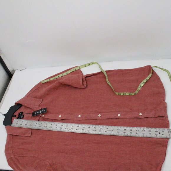 NWT Velvet by Graham & Spencer Shirt Mens M Linen mackie Button Up Short Sleeve - Picture 8 of 9